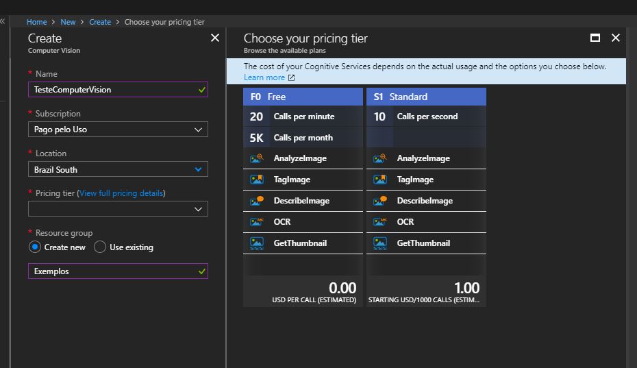 Azure-criando